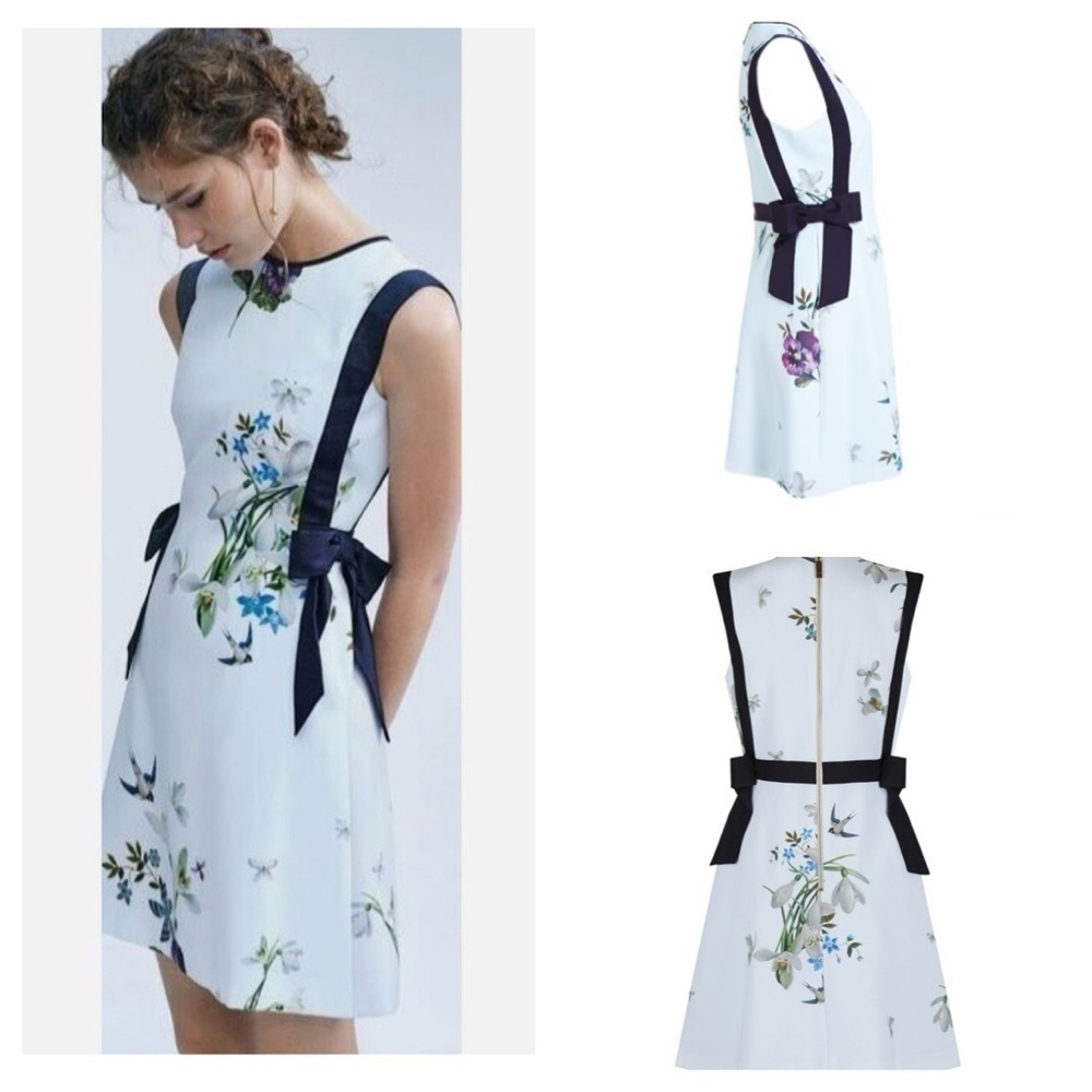 TED BAKER LONDON Sipnela Spring Meadow Bow detail dress size 2